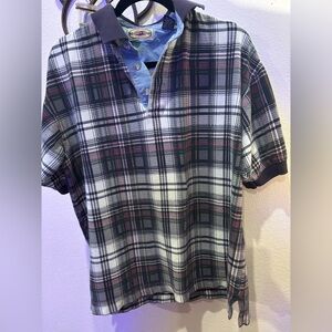Vintage County Seat Plaid Rugby Polo Shirt | 90s Grunge Y2K | Size M